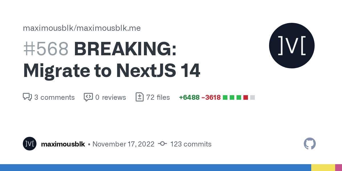 BREAKING: Migrate to NextJS 13 by maximousblk · Pull Request #568 · maximousblk/maximousblk.me